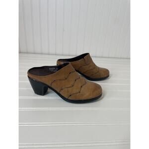 Spring Step Womens Soft Brown Leather Slip on Heeled Clogs Size 38 7.5 - 8